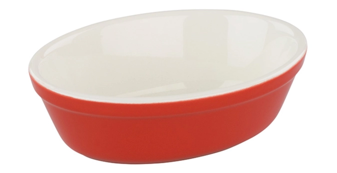 Keramik Auflauf-Kuchenform oval, 16.5x11x5cm, rot