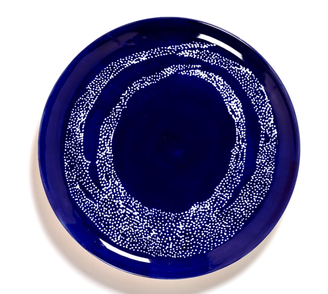 Otto. F. Teller 26.5x26.5x2cm Lapis Lazuli Swirl-Dots White