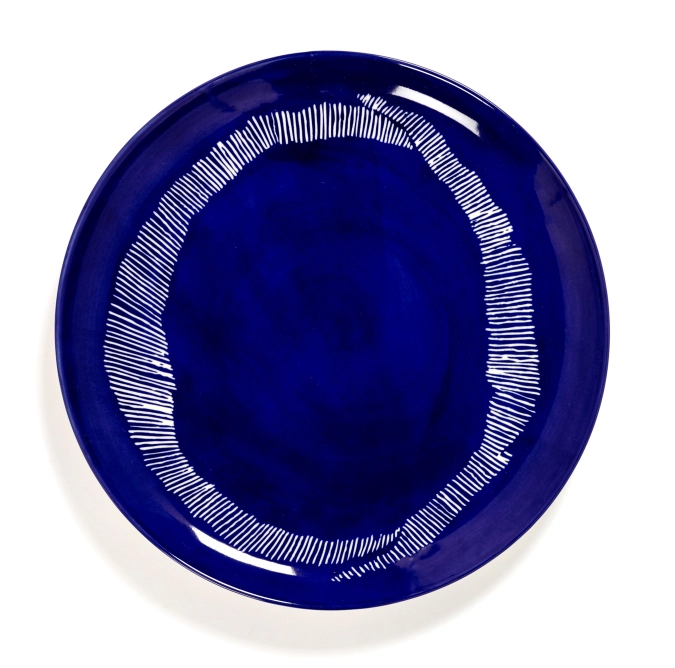Otto. F. Teller 26.5x26.5x2cm Lapis Lazuli Swirl-Stripes Whi