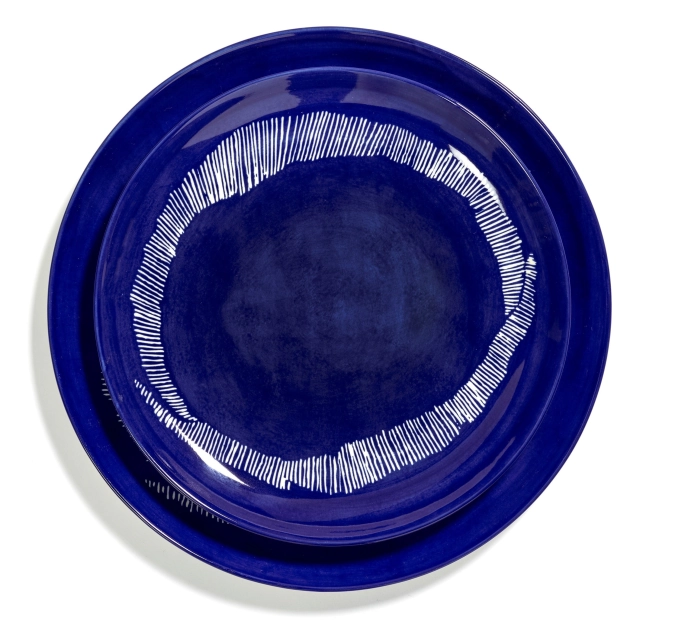 Otto. F. Teller 22.5x22.5x2cm Lapis Lazuli Swirl-Stripes Whi