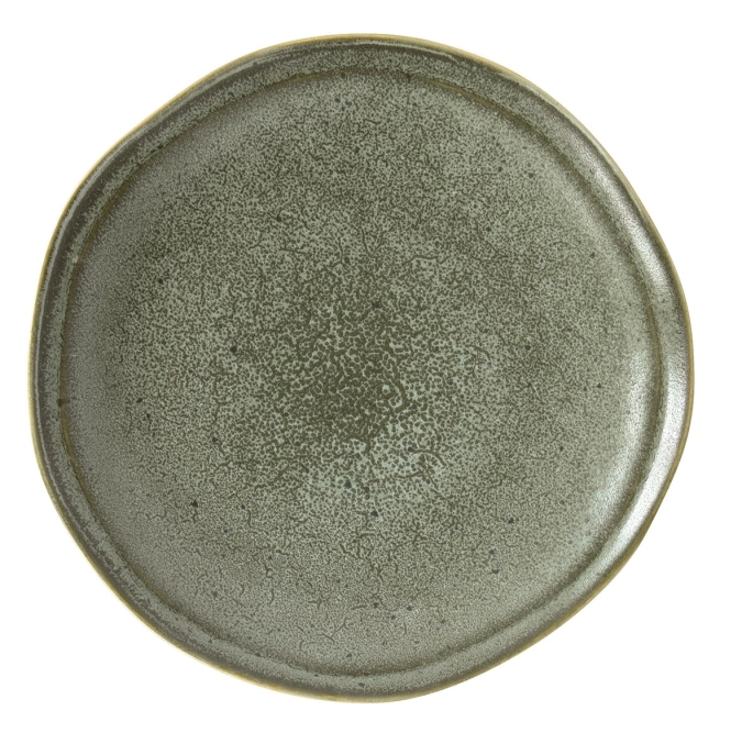 Essential Teller flach, Steingut grün,D21cm