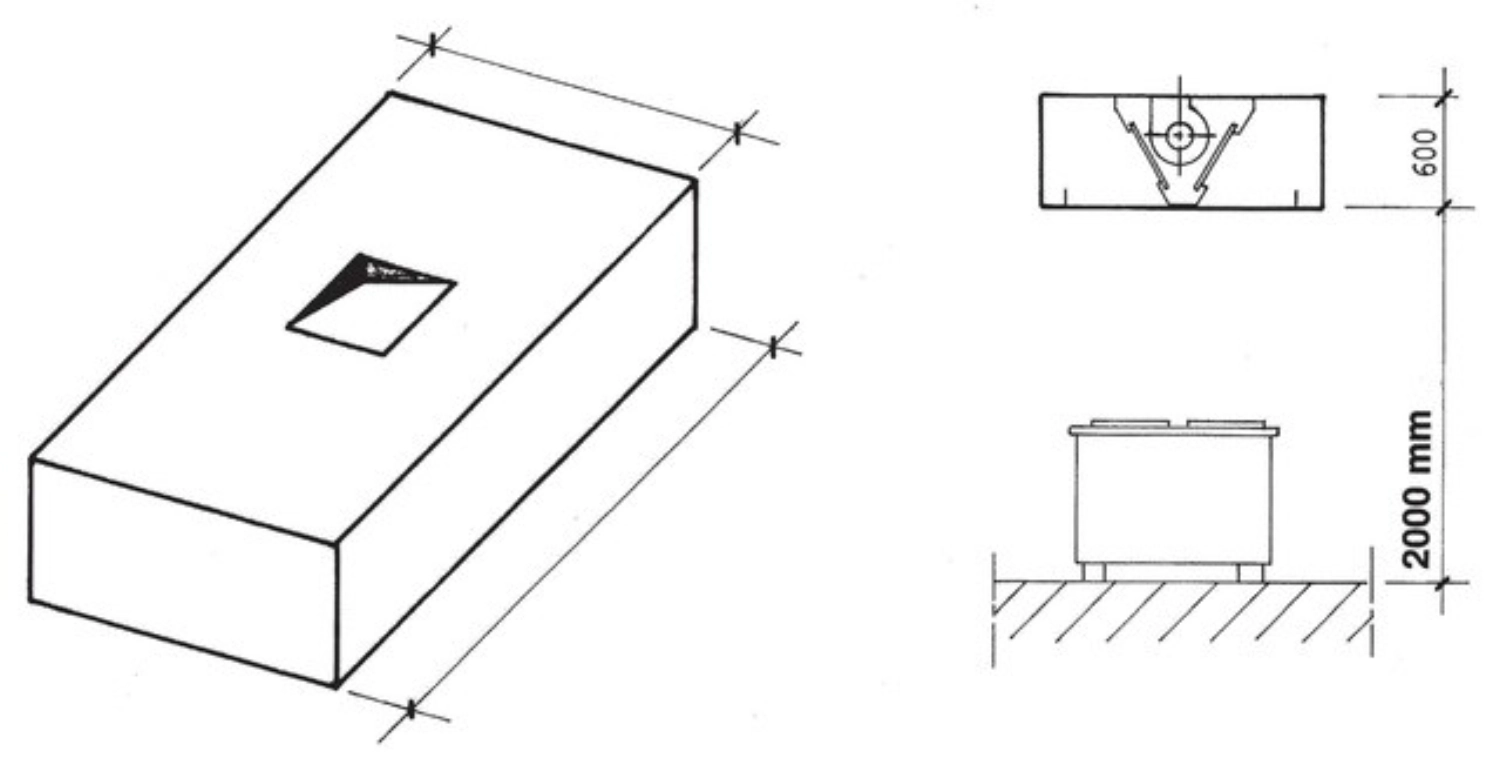 Decken-Dunstabzughaube B1800xT1300xH550mm