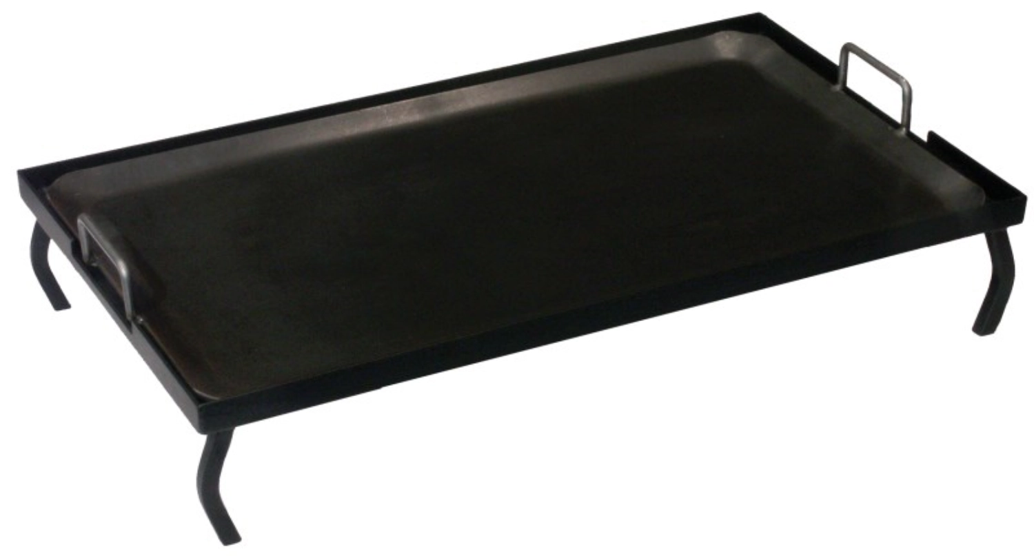Schwere Eisenplatte 70x41cm auf schwarz lackiertem Eisengest