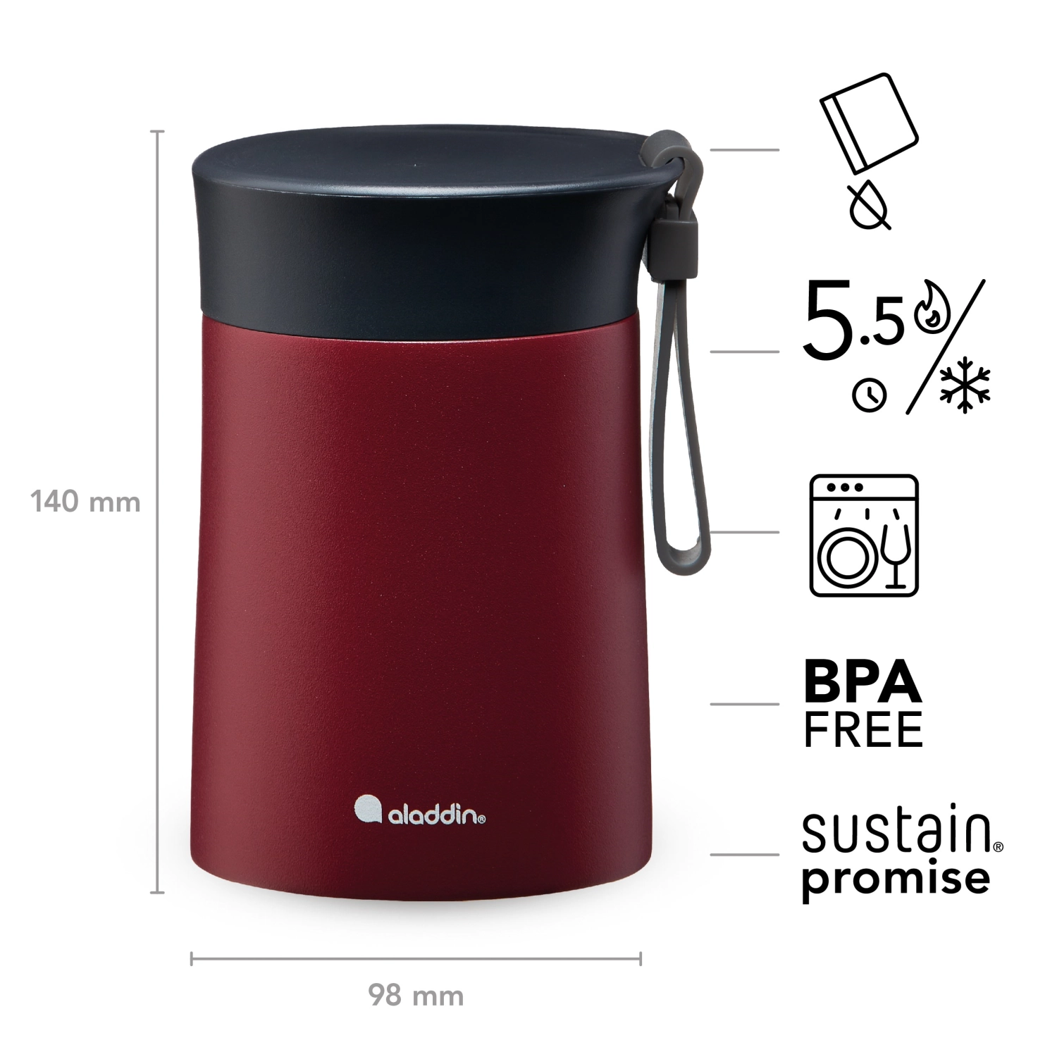 Bistro Thermavac Edelstahl Lunchbox 0.4L Burgundy Red