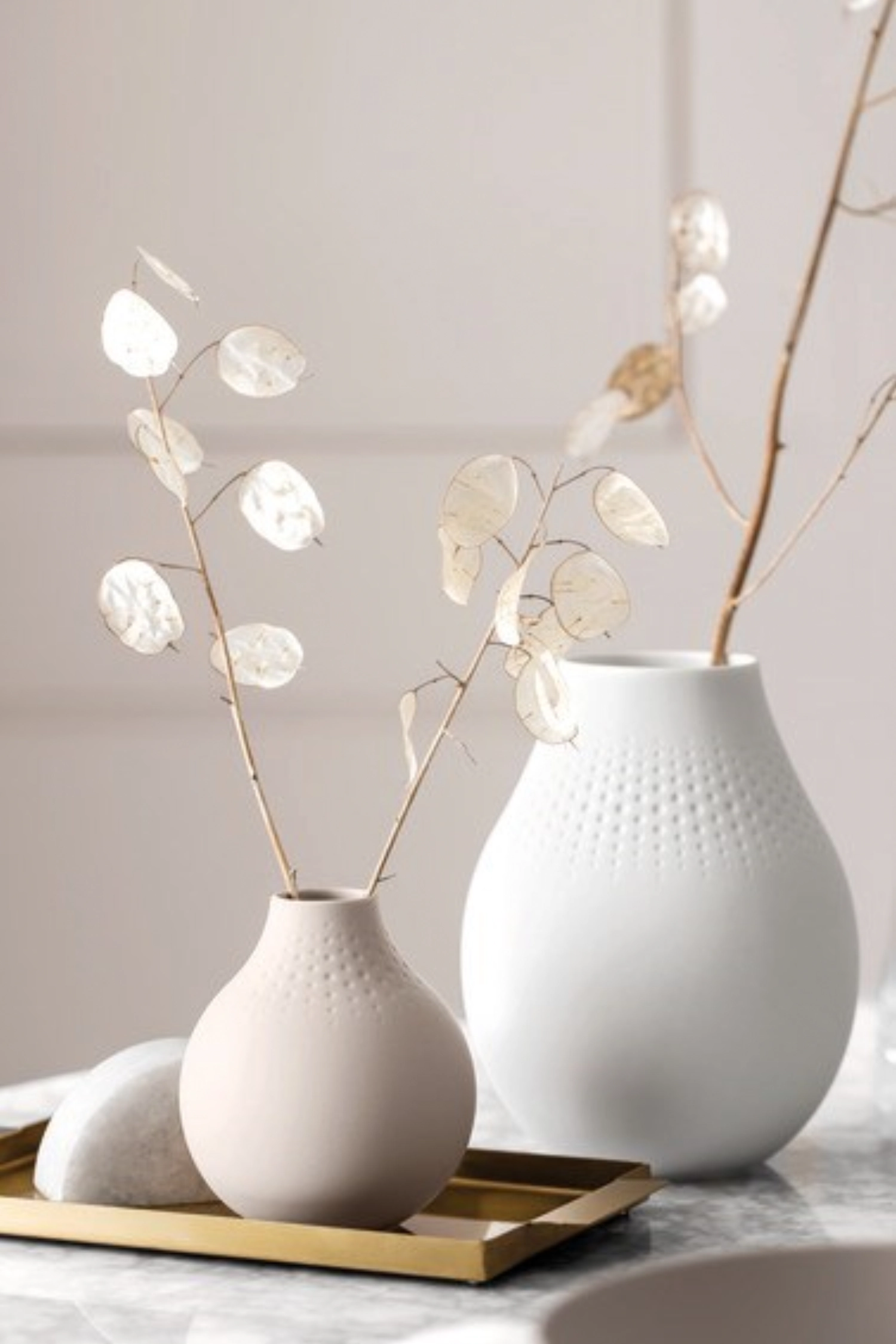 Manufacture Collier blanc Vase Perle hoch 16x16x20cm 2lt
