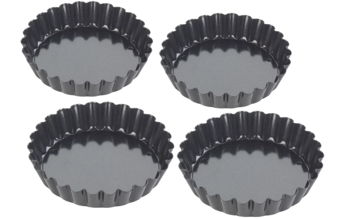 Moule à tarte 4 pcs, d10cm, h2cm, anti-adhésif