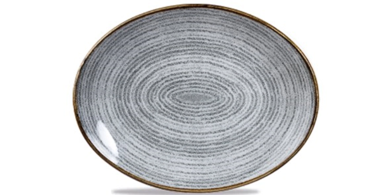 Assiette ovale stone grey 31.7cm