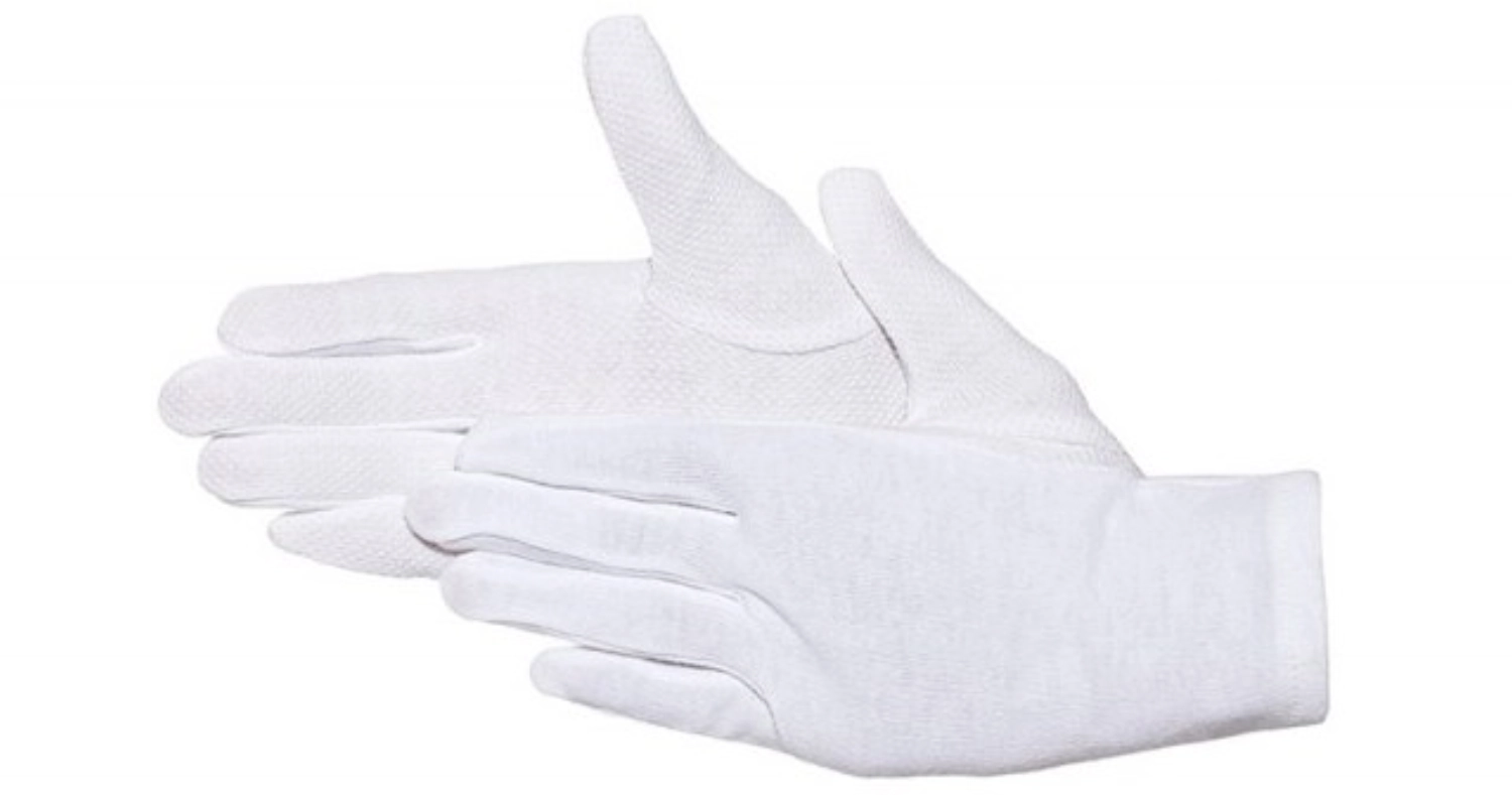 12 Paar Baumwoll-Handschuhe mit Noppen, weiss Gr.10 (XL)
