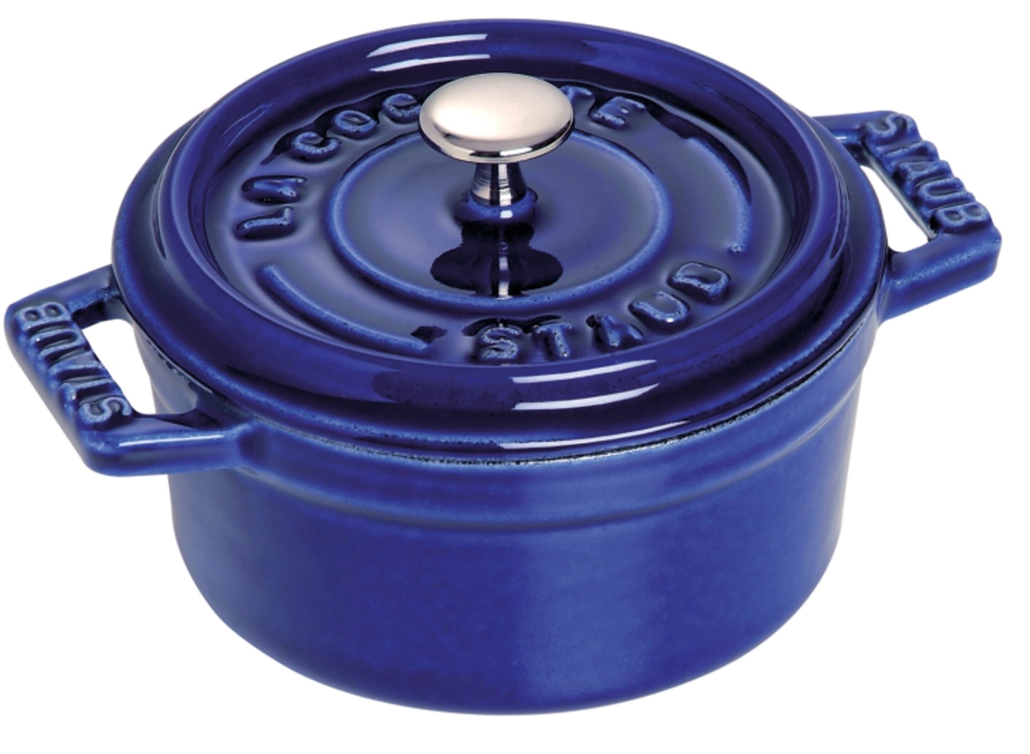 Cocotte 22 cm, ronde, bleu foncé, fonte 2.6l