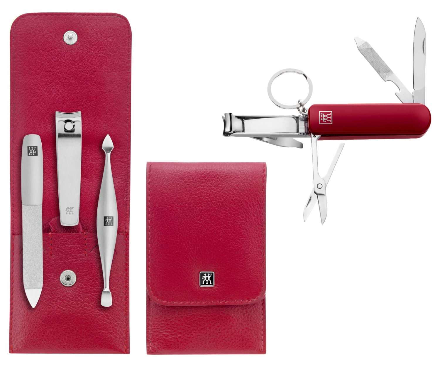 TWINOX Taschenetui Leder rot, 3-tlg. & Multi Tool