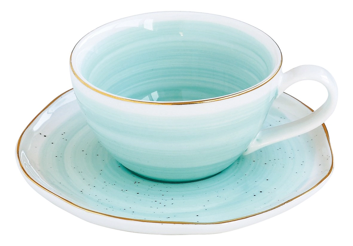 Artesanal Kaffeetasse und Untertasse, blau, 250ml