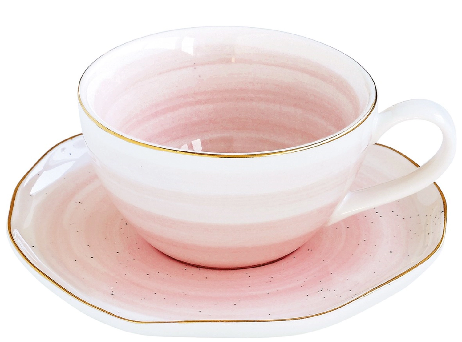 Artesanal tasse à café et soucoupe, rose, 250ml