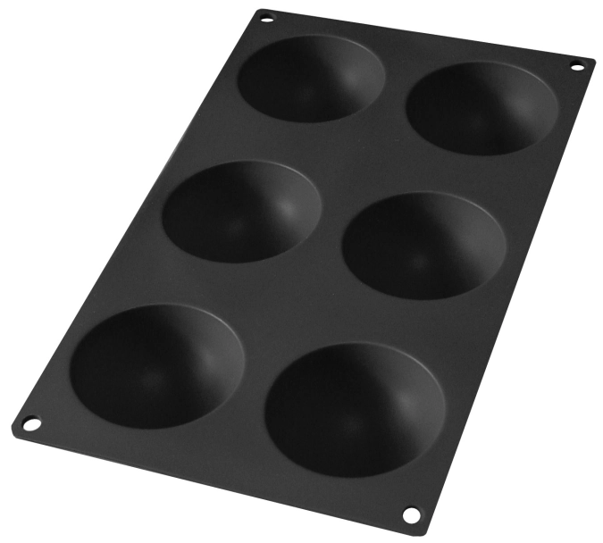Moule à gâteaux 6 demi-sphères noir, ø7 cm, h : 3 cm