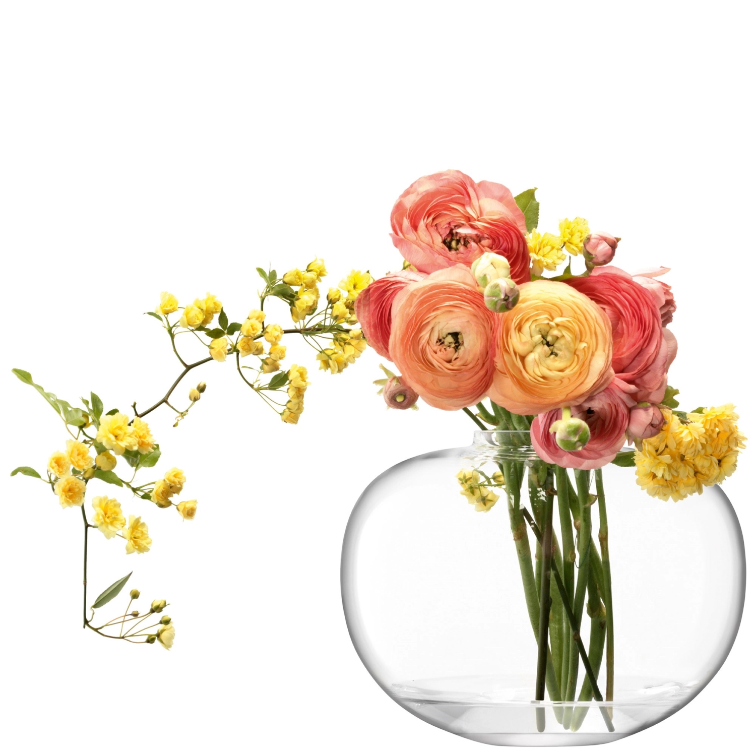 Flower vase courbé pour bouquet h20cm transparent