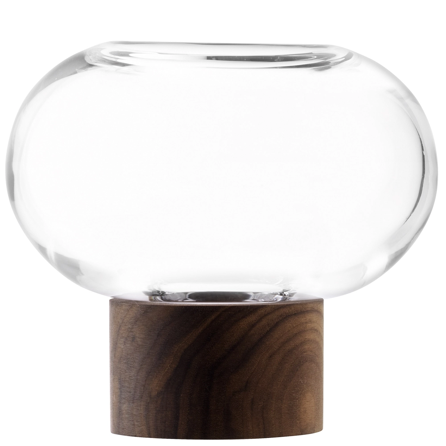 Oblate Vase D15cm, H13.5cm transparent walnuss