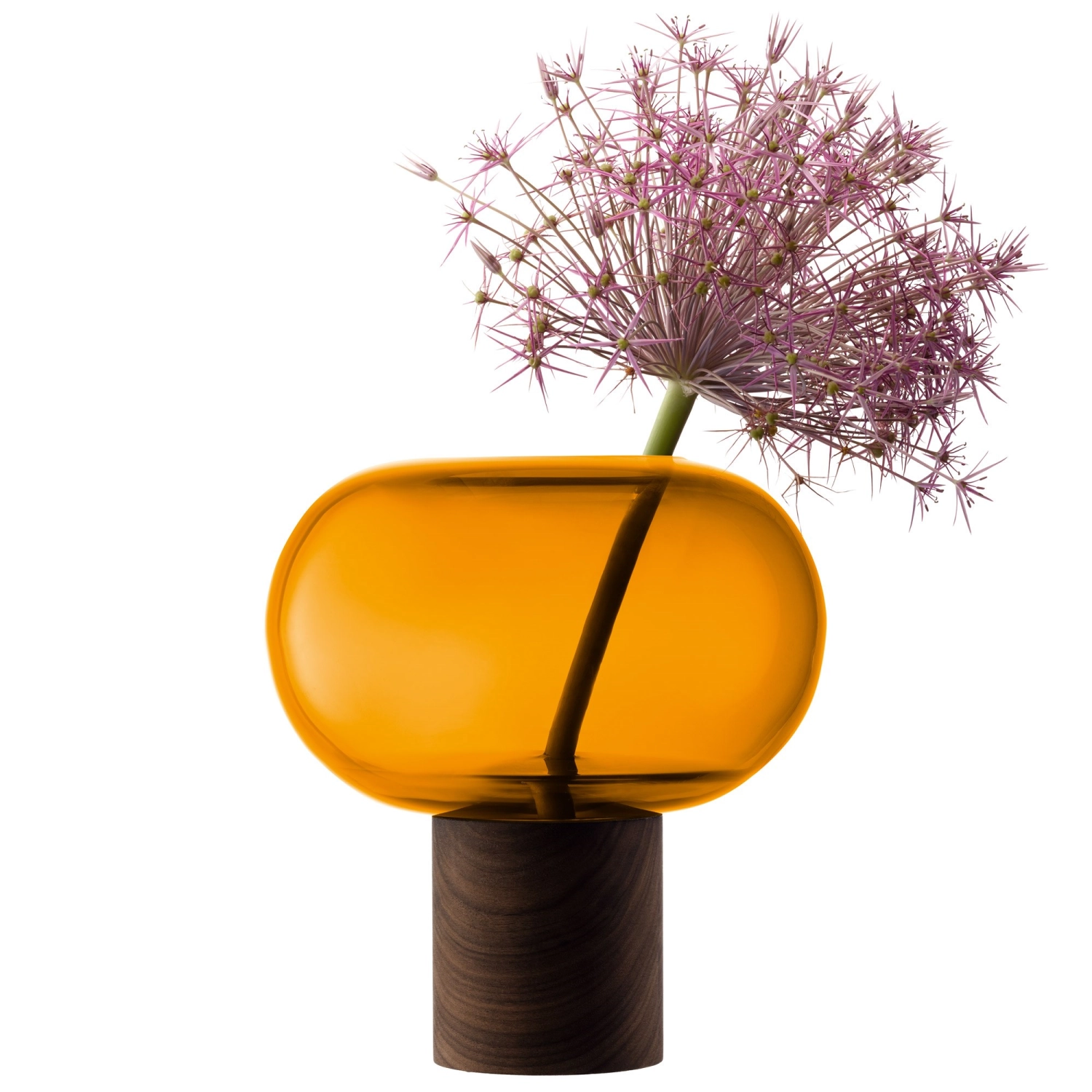 Oblate Vase D19.5cm, H21.5cm - bernstein walnuss