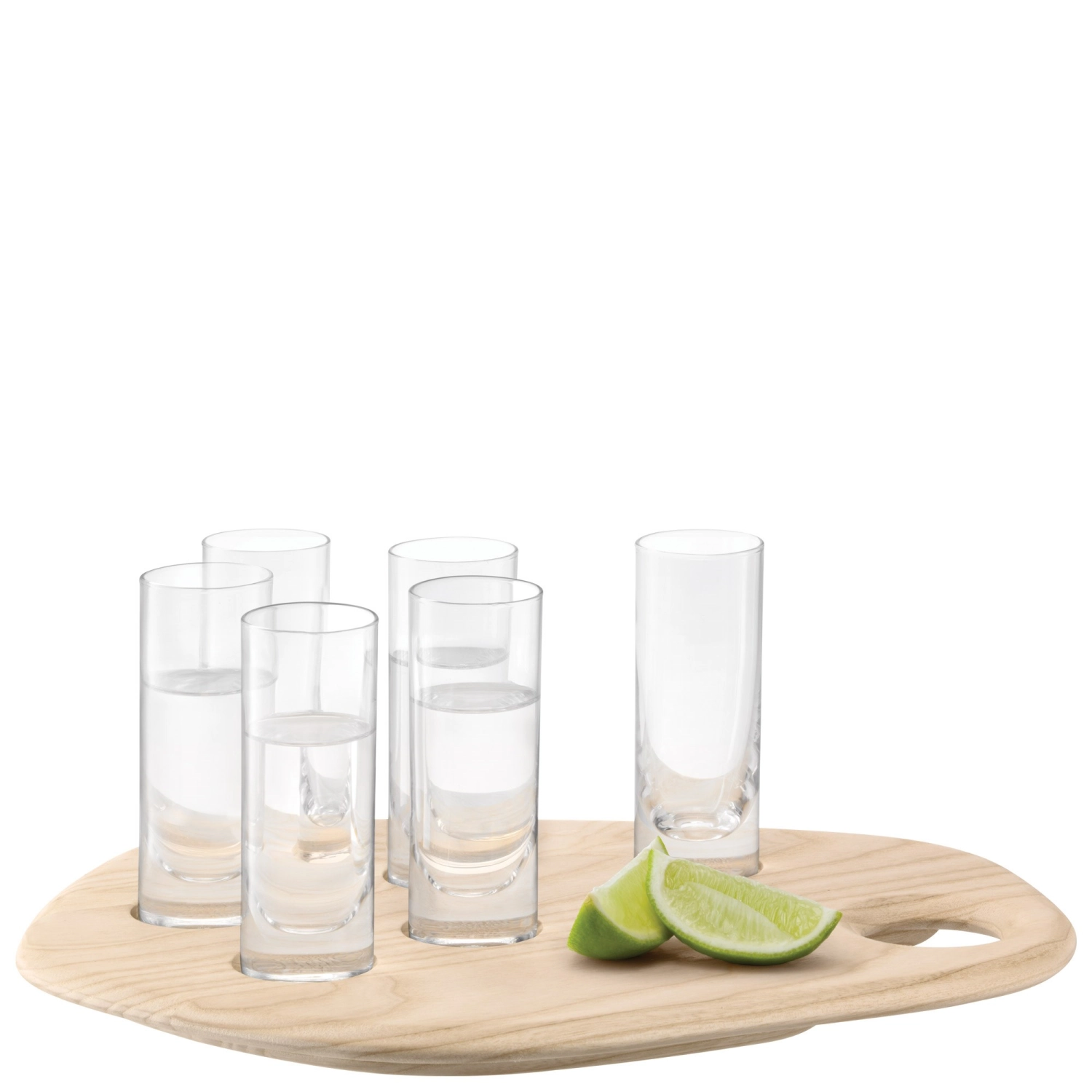 Palette set de verres à shooter & plateau en frêne w24cm/l2