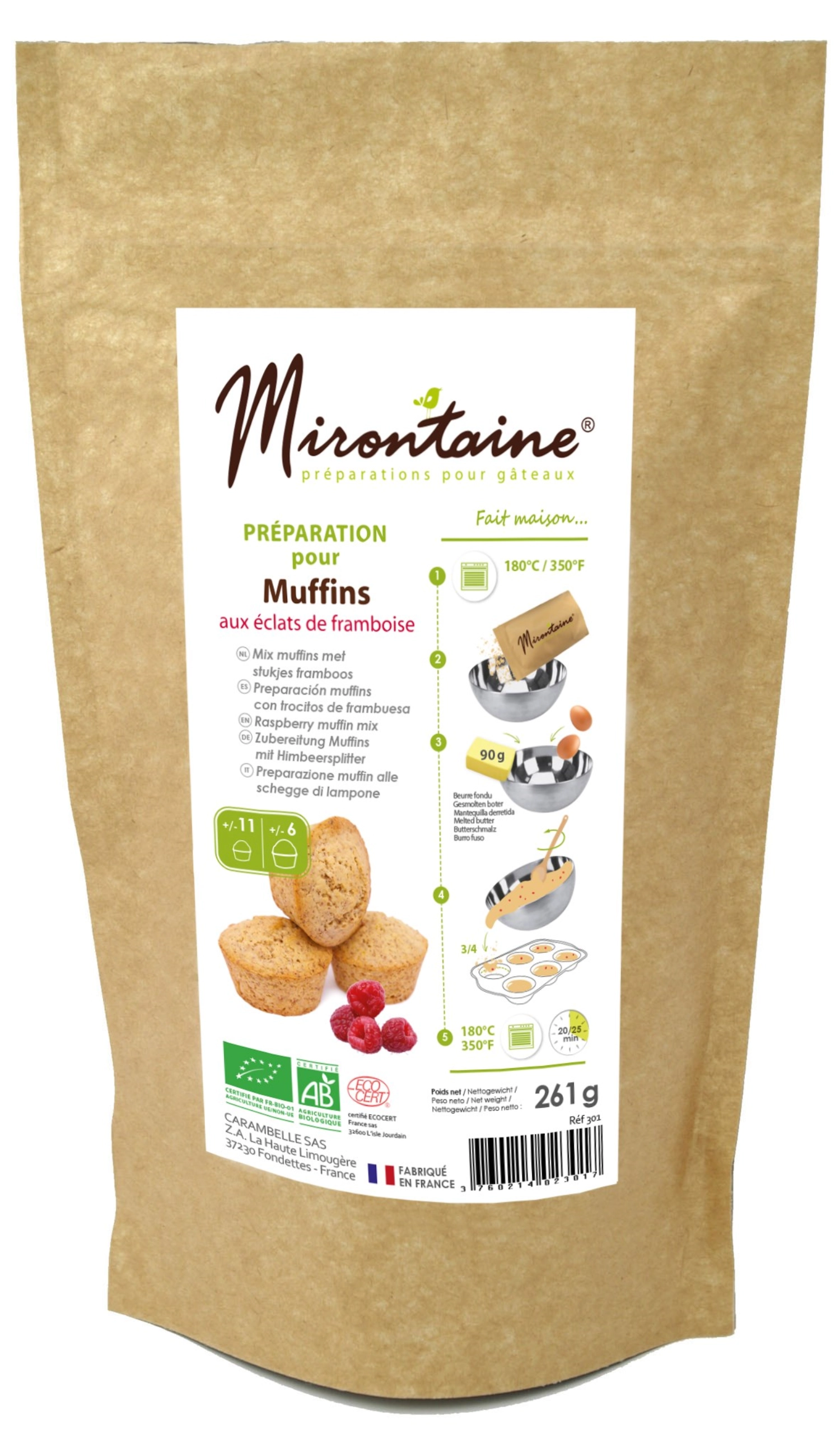 Bio mélange pour muffins à la framboise 260g