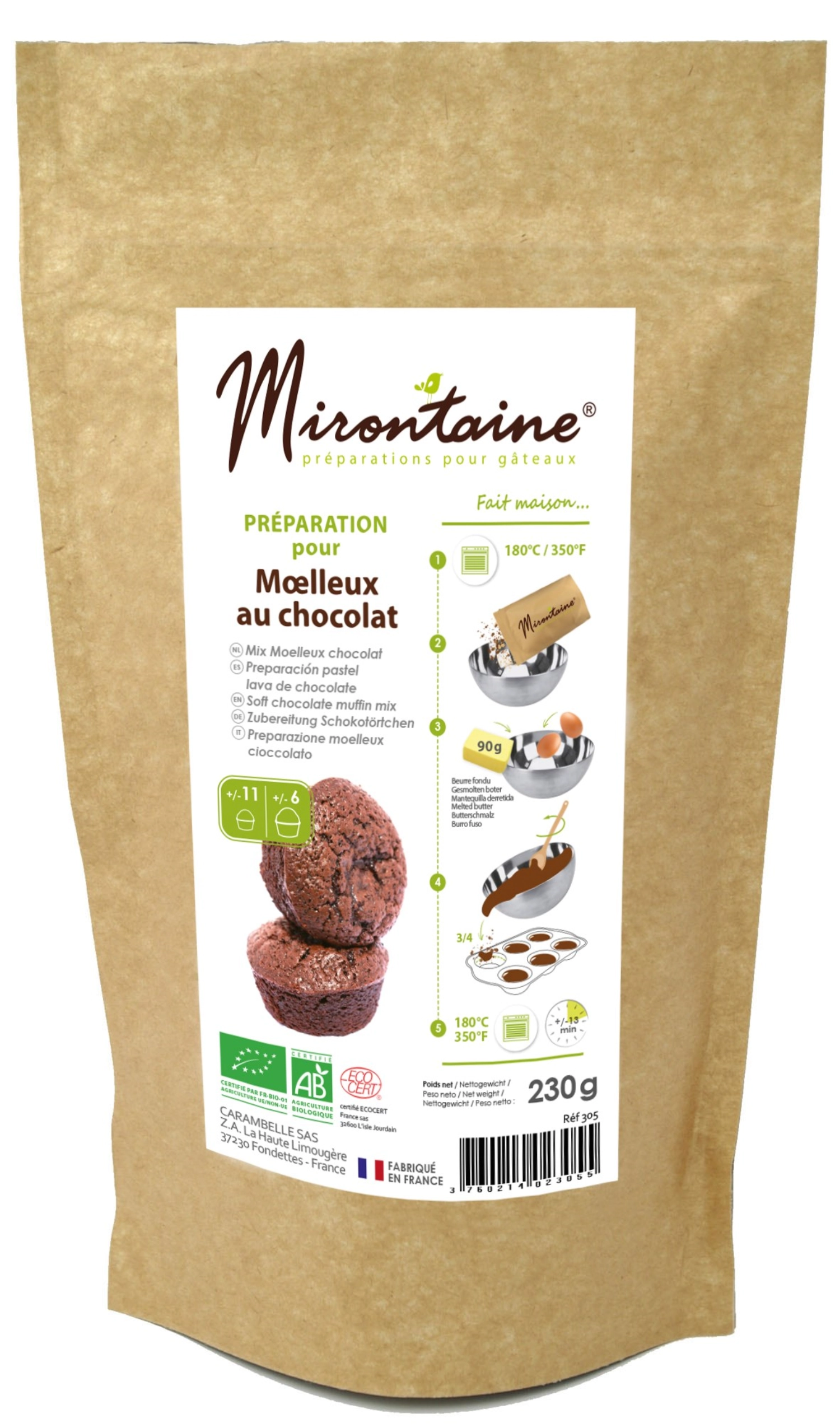 Mélange pour muffins au chocolat bio 230g