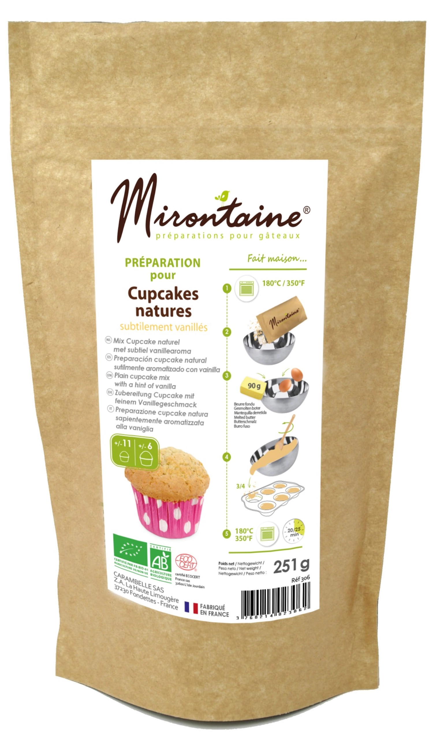 Préparation bio cupcake nature subtilement vanillé 255g