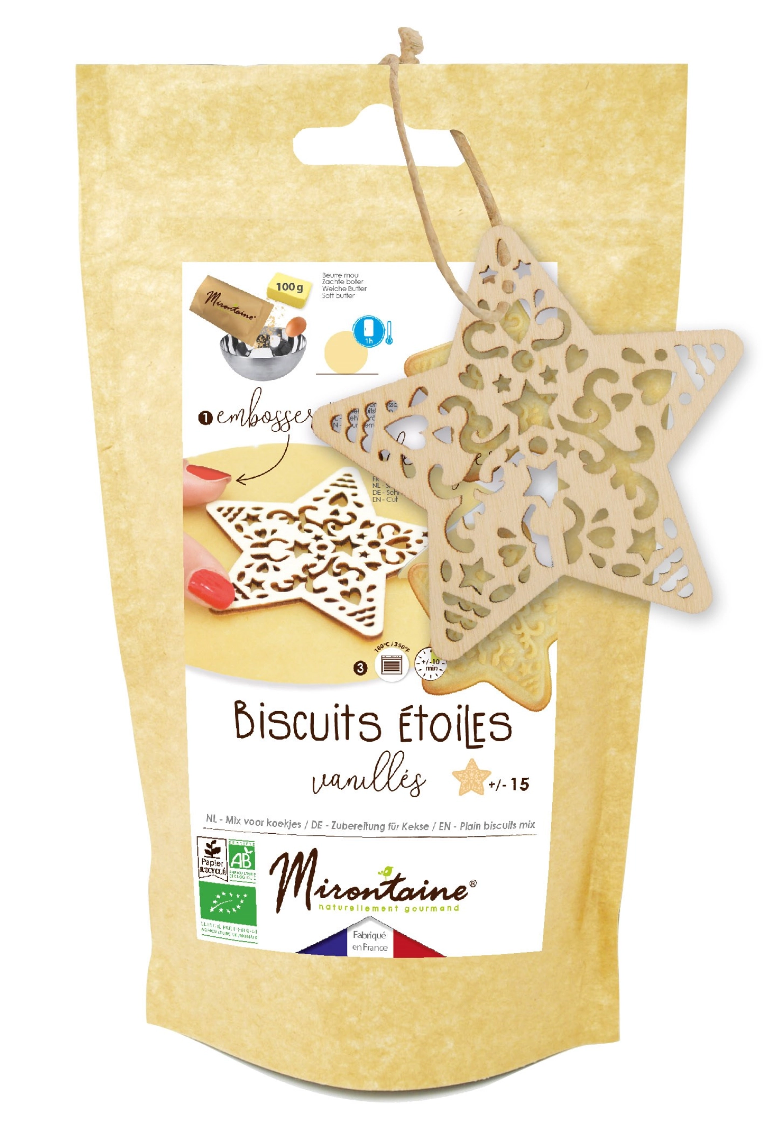 Biscuits étoiles vanillés - 1 préparation bio + 1 embosseur