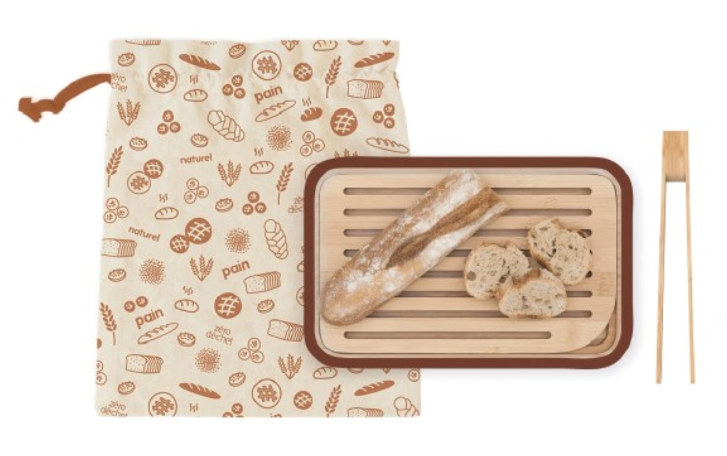 3x pebbly boulanger avec planche, pince, sac à pain