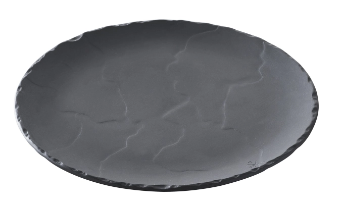 Assiette ronde, noire, ø 26 cm, style ardoise