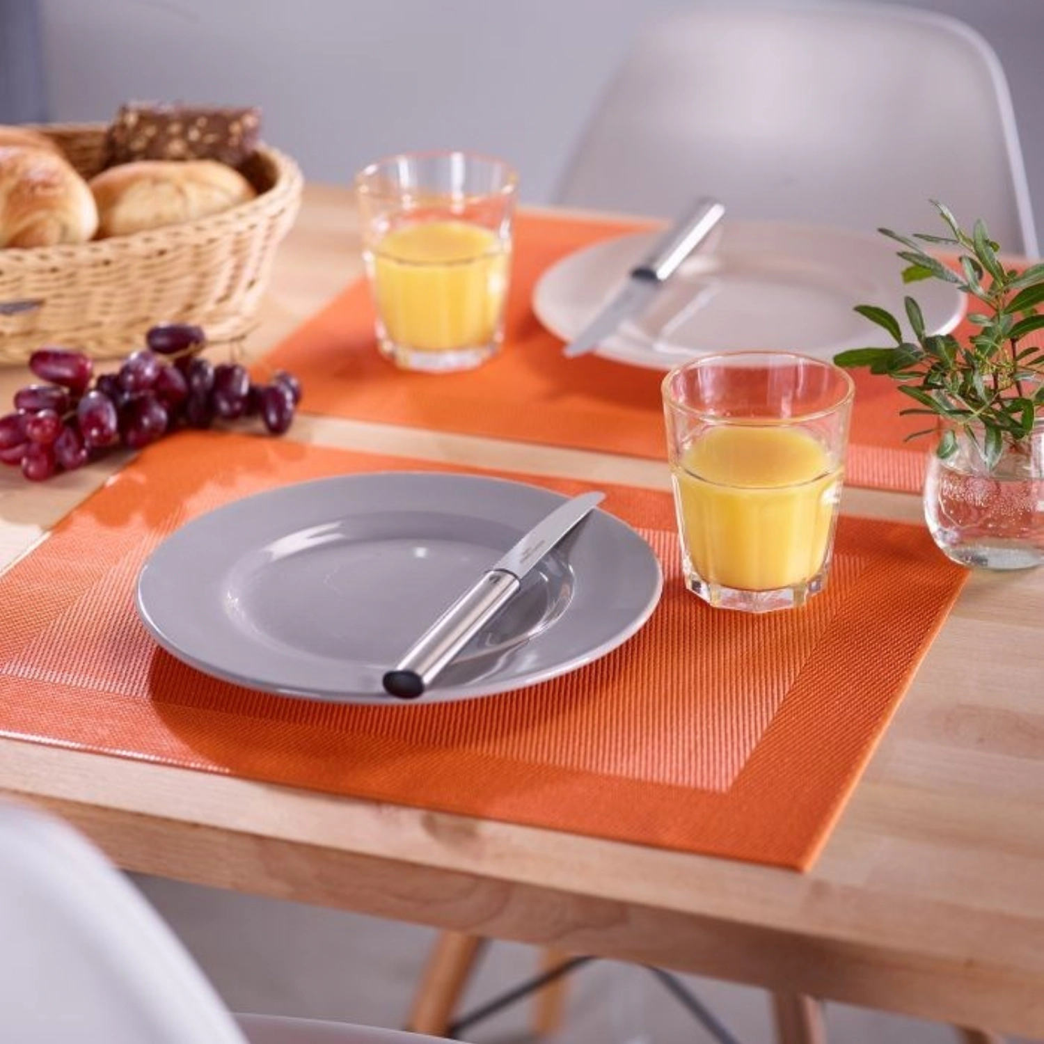 Set de table cadre, carré, orange, 32x42cm