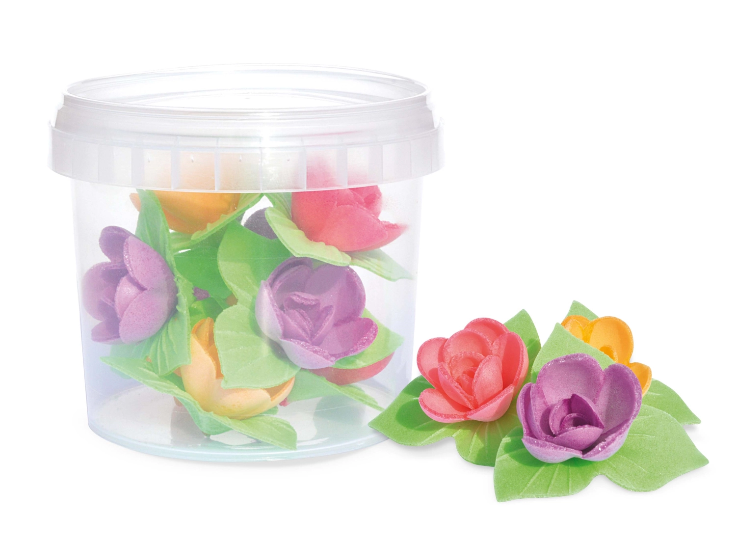 8 pcs. figurines en sucre comestibles pétales de rose mini