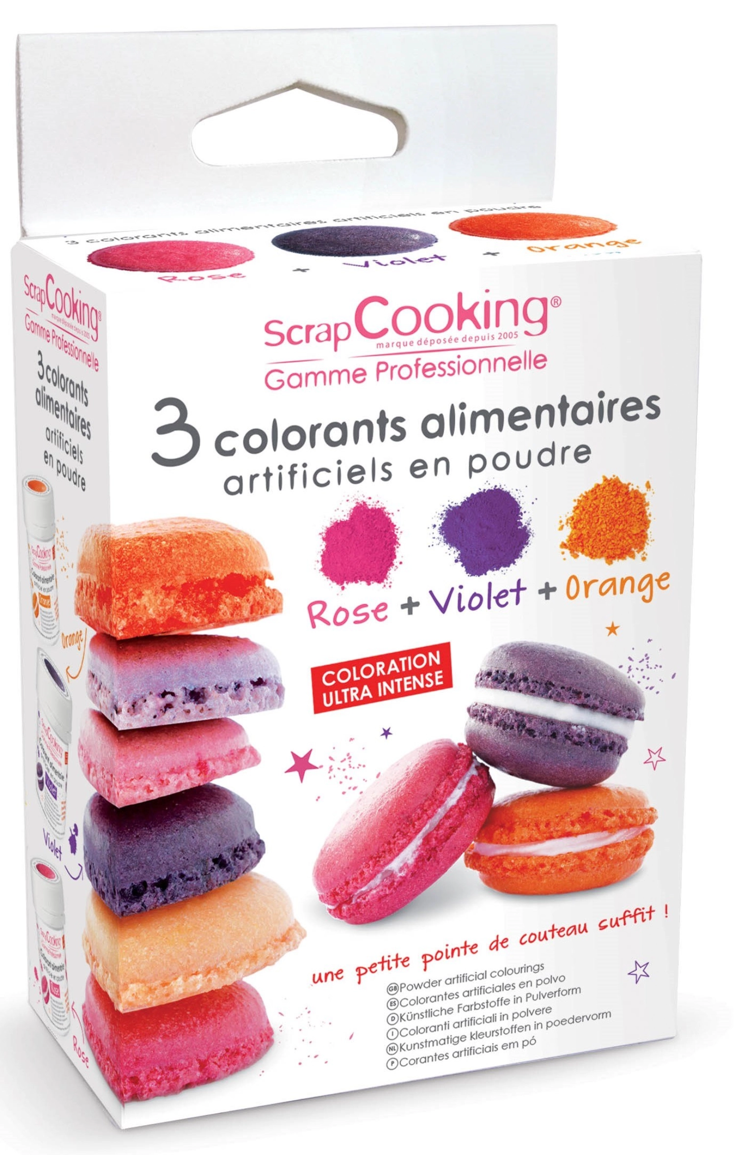 Set de 3 pcs. poudre de couleur rose violet orange 3x5g