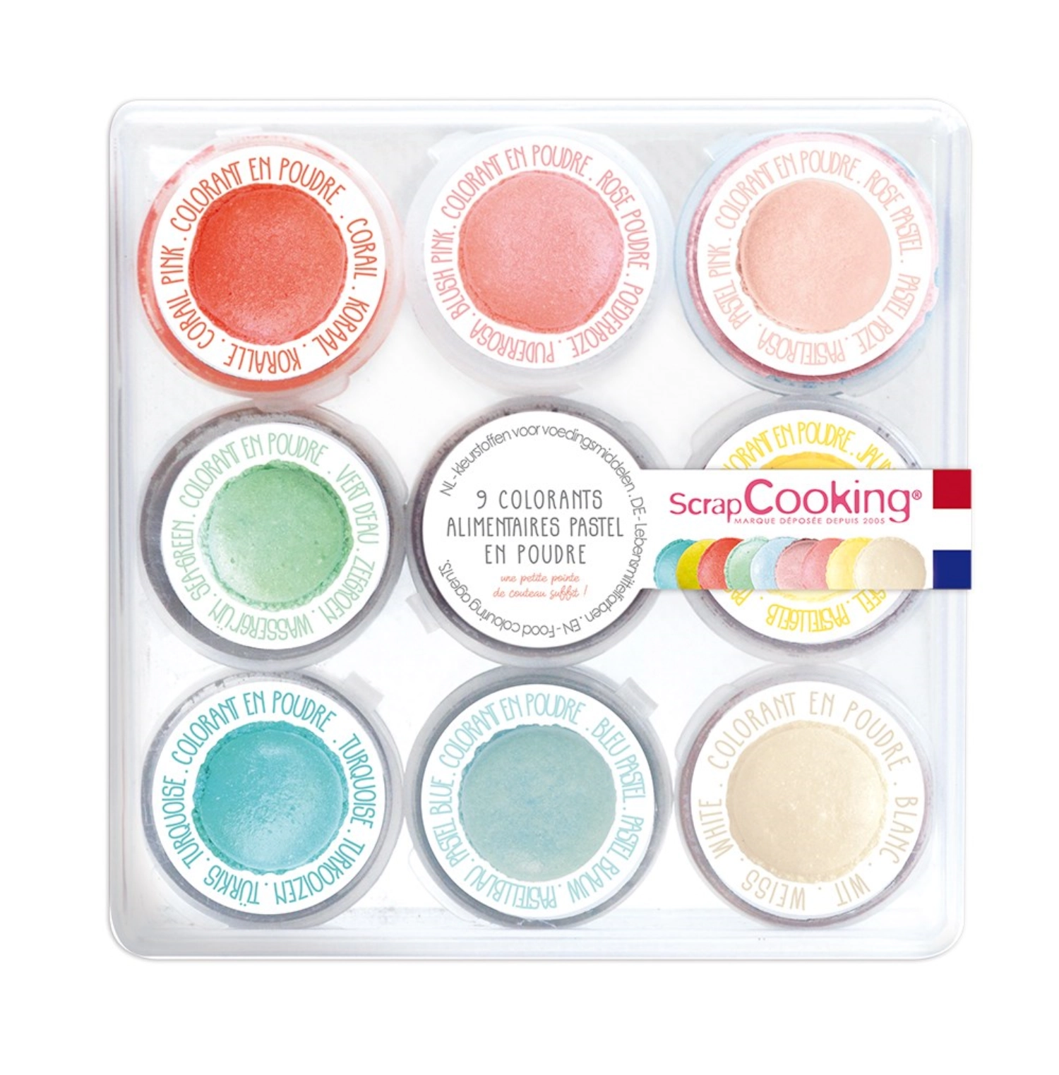 9 mini colorants alimentaires en poudre pastel