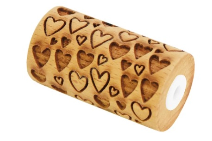 Rouleau de pâte en bois gaufré, cœur