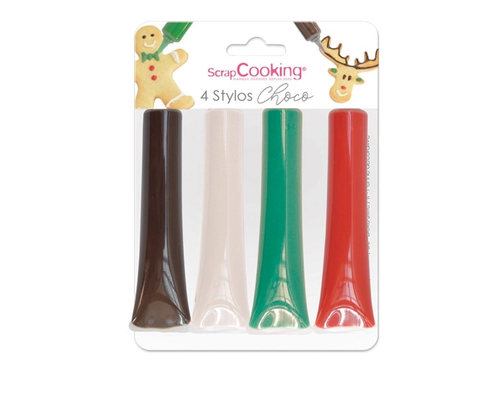 4 stylos choco rouge/blanc/vert/choco 4 x25g