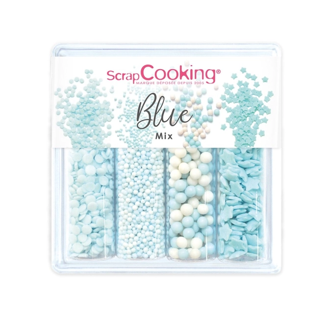 Set de 4 décors en sucre blue mix 64g