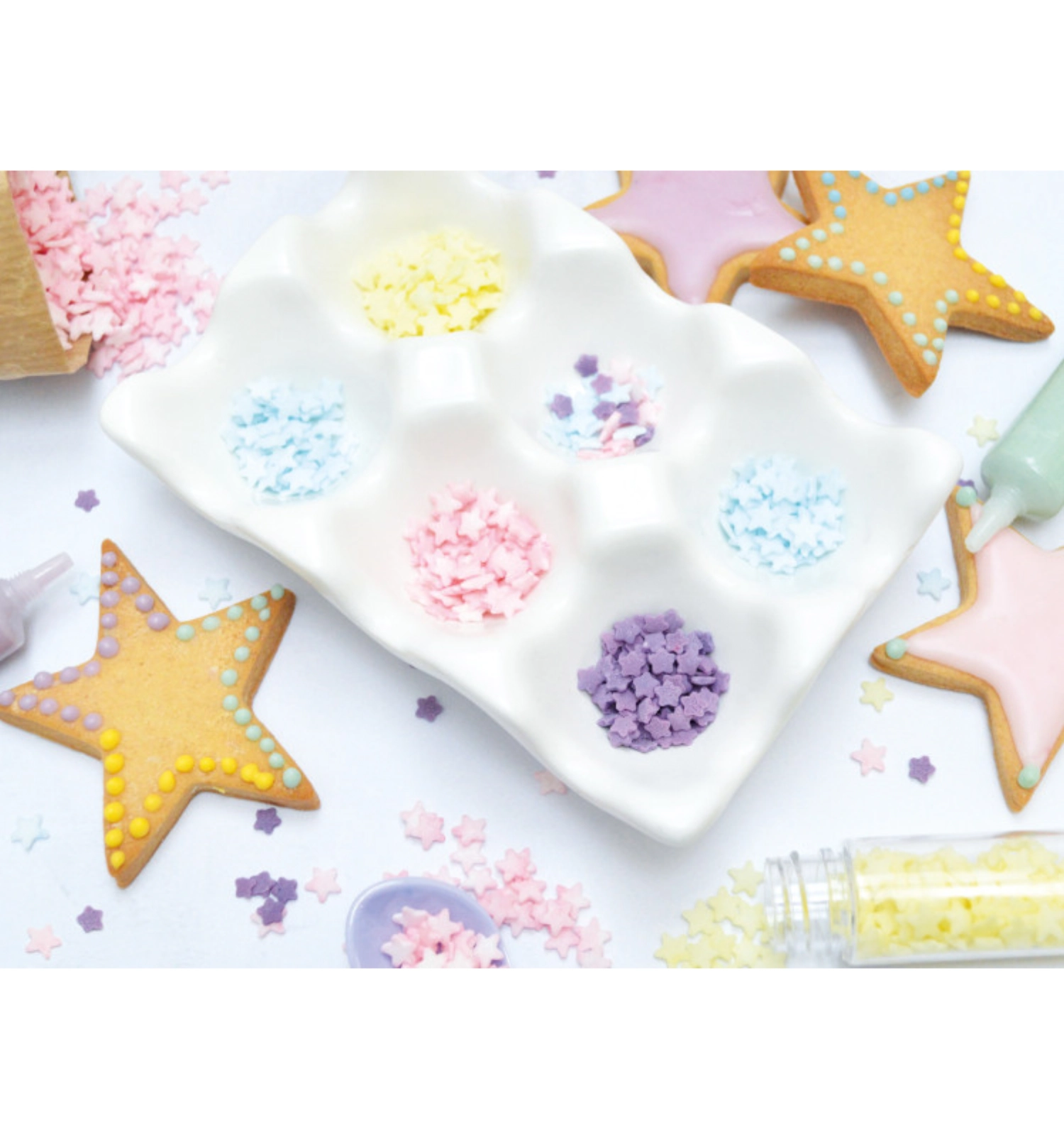 Set de 4 décorations en sucre star mix 52g