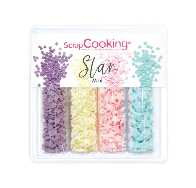 Set de 4 décorations en sucre star mix 52g