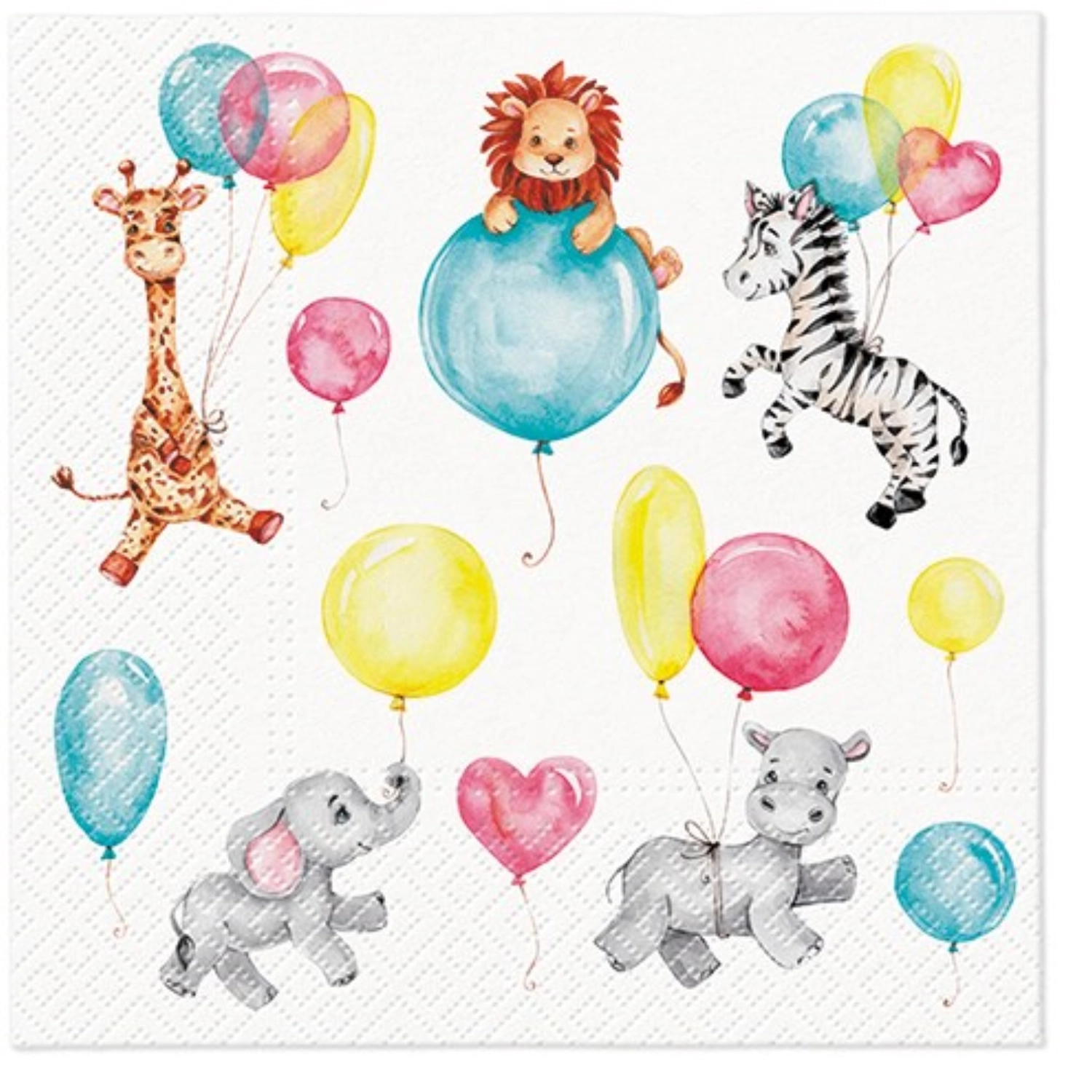 Serviettes lunch 20x kids fun animaux, 33x33cm