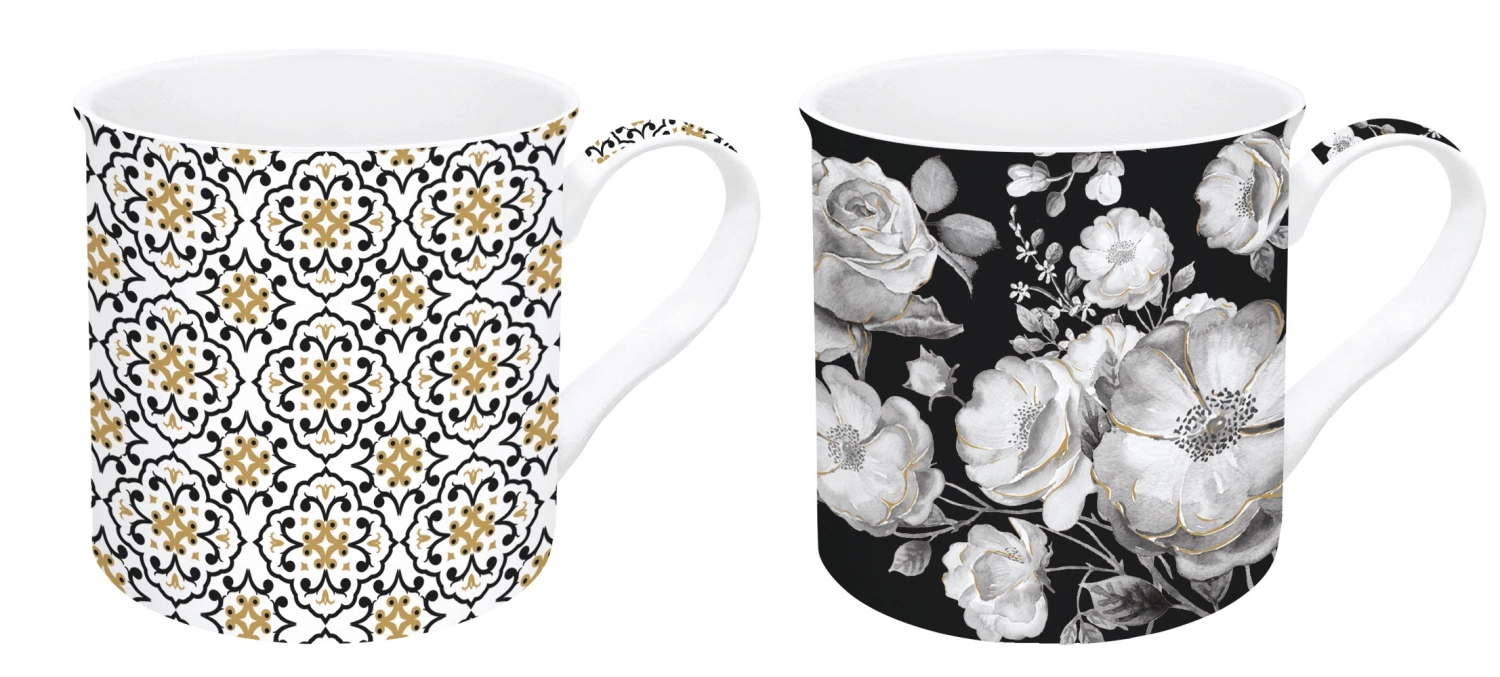 Lot de 2 mugs en porcelaine Trend et Colours, noir, 300ml