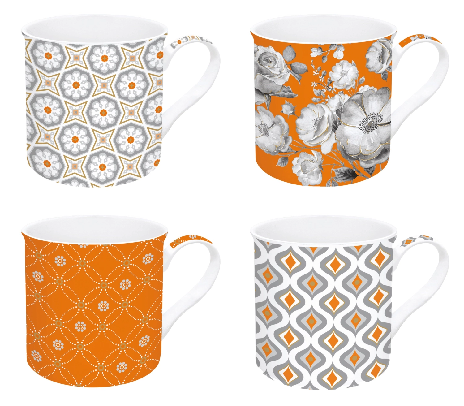 Lot de 4 mugs en porcelaine Trend et Colours , orange, 300ml