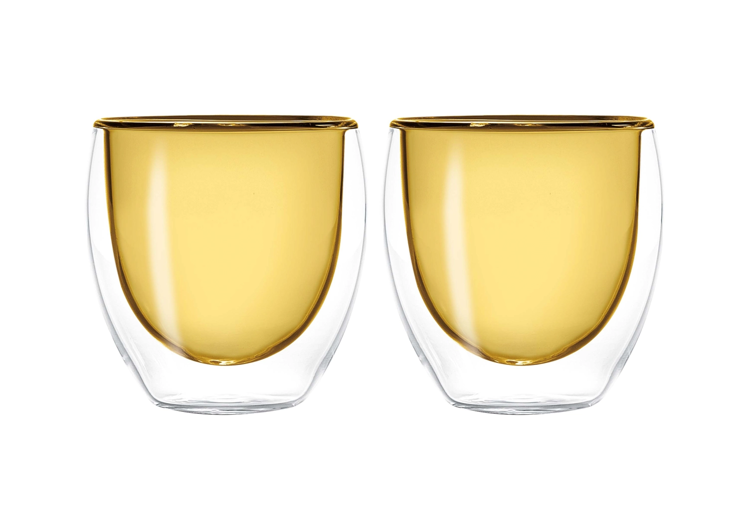 Set de 2 verres à espresso double paroi jaune, 80ml