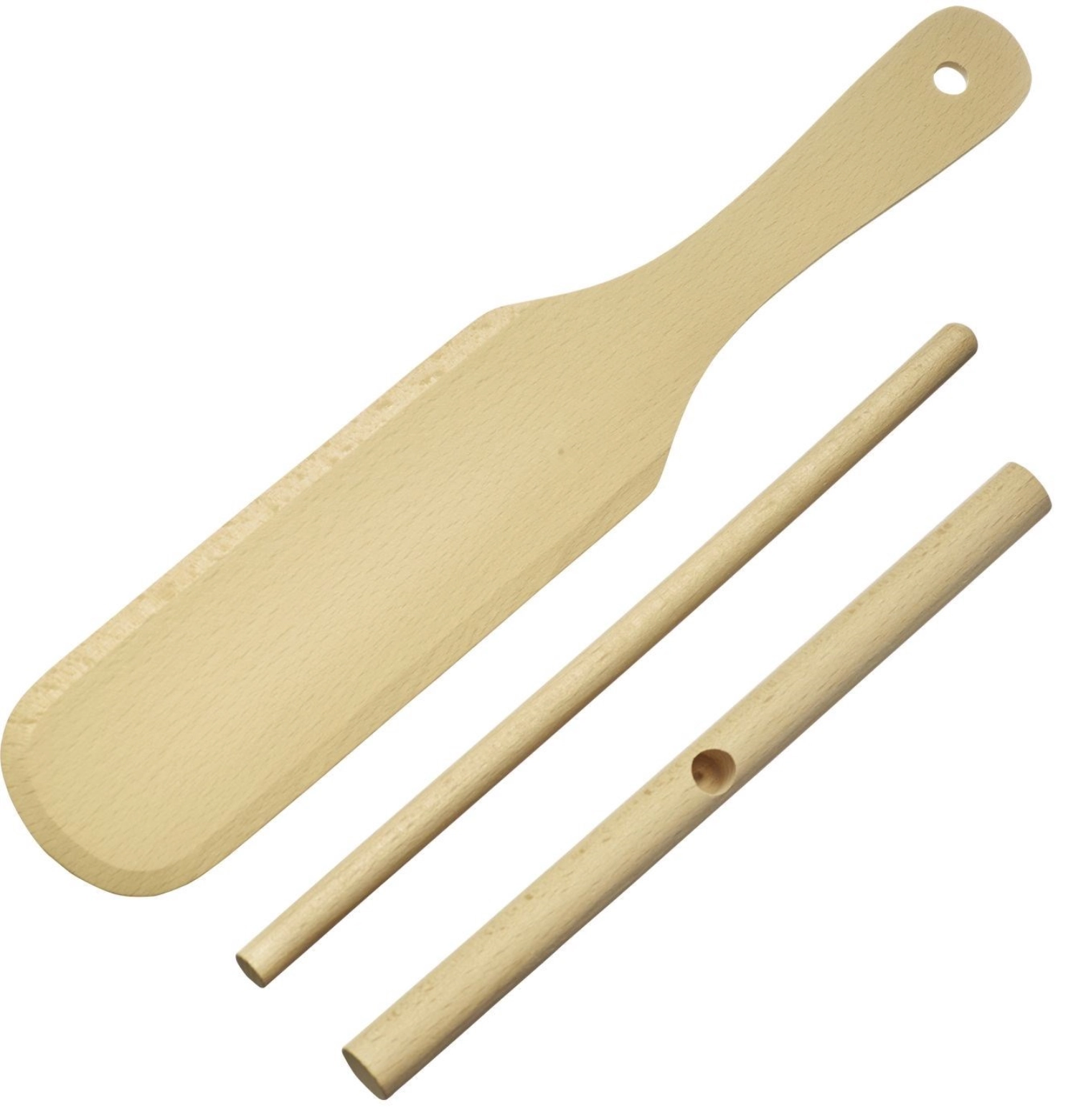 Set de 2 pcs. spatule à crêpes et répartiteur de pâte woody