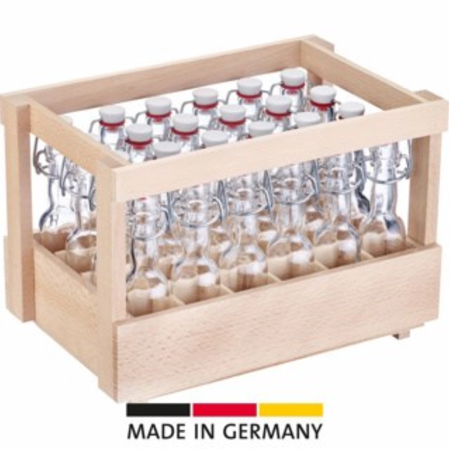 Présentoir en bois 24 pcs. Mini bouteille à fermeture étrier