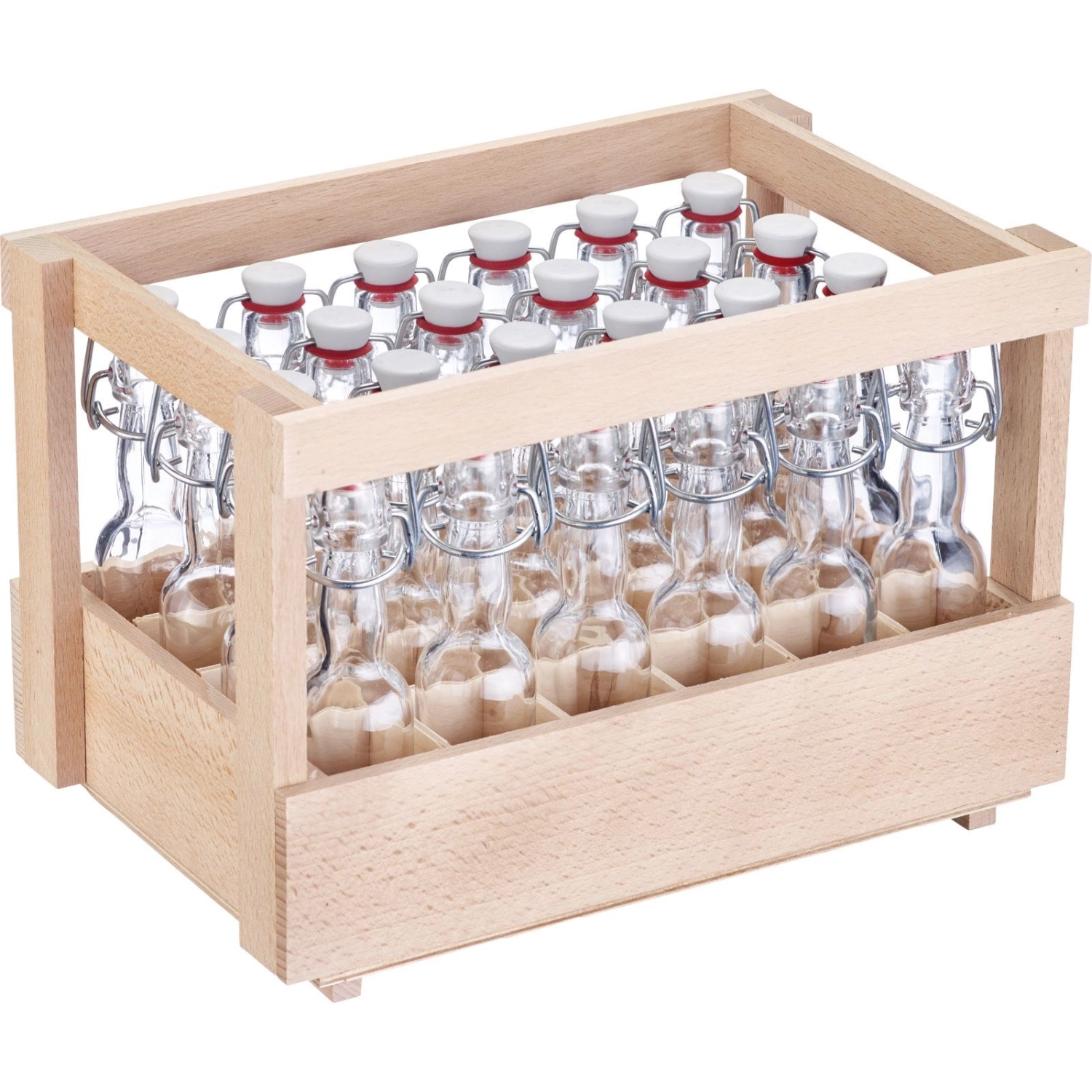 Présentoir en bois 24 pcs. Mini bouteille à fermeture étrier