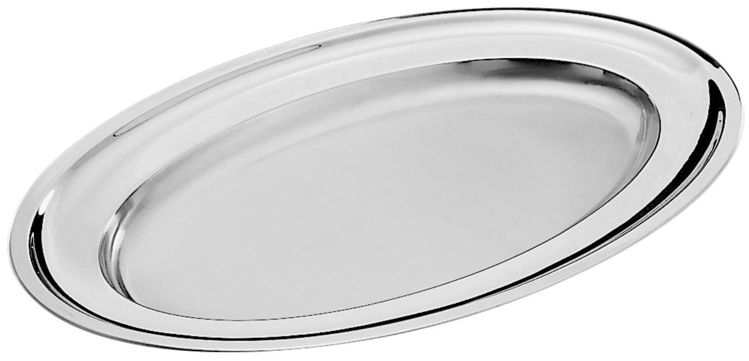 Plateau de service ovale 31x21cm Acier inoxydable