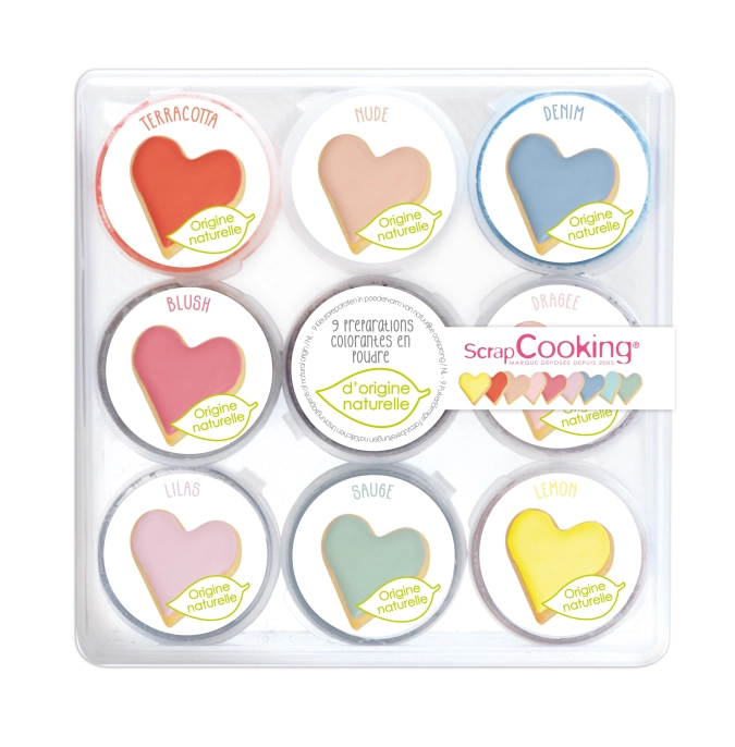 Set de 9 colorants alimentaires naturels pastel