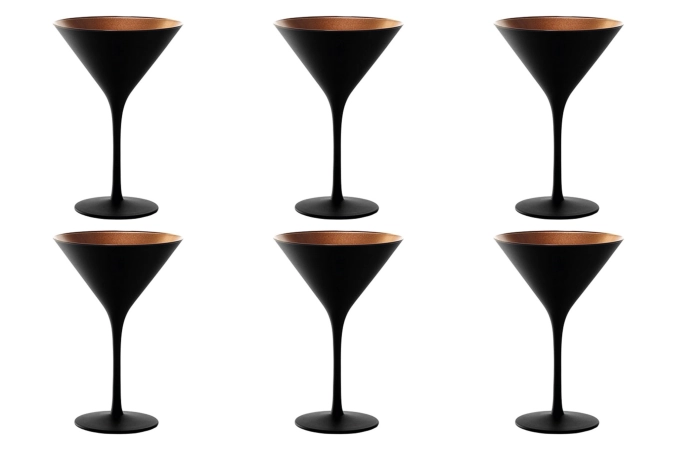 Set de 6 coupes à cocktail elements 240ml noir/bronze