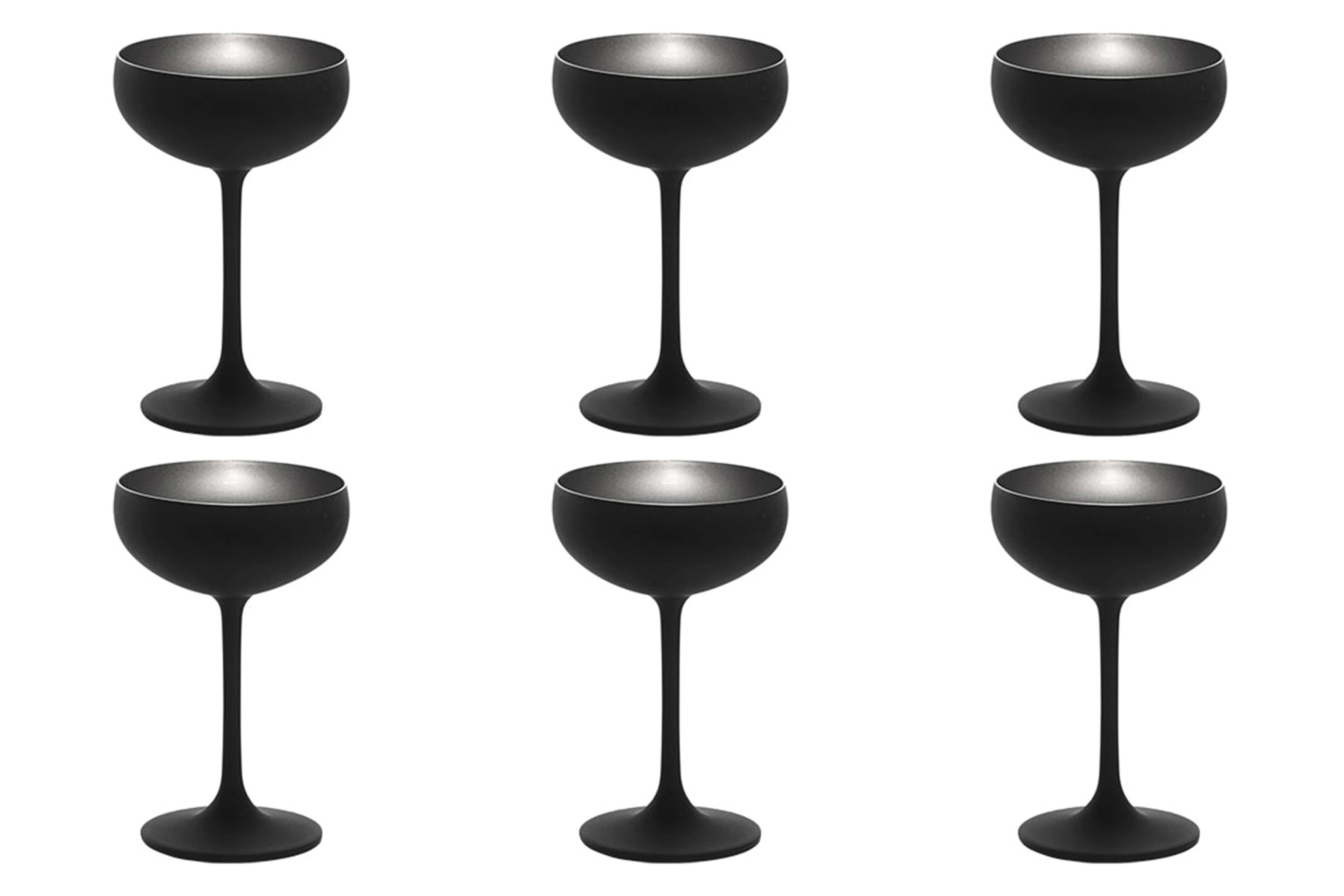 Set de 6 coupes à champagne elements 230ml noir/argenté