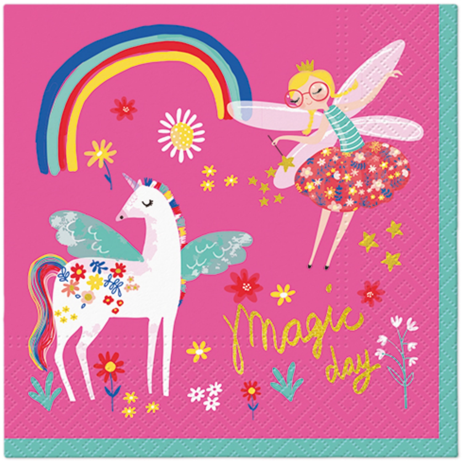 Serviettes de table Lunch 20x Fairy Unicorn, 33x33cm