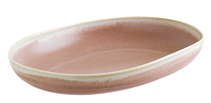 Assiette en terre cuite rose ovale L37cm